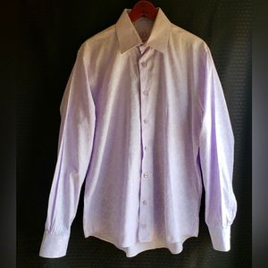 Bugatchi Uomo Men's Lavender 100% Cotton Button Down Long Sleeve Shirt, Size: M